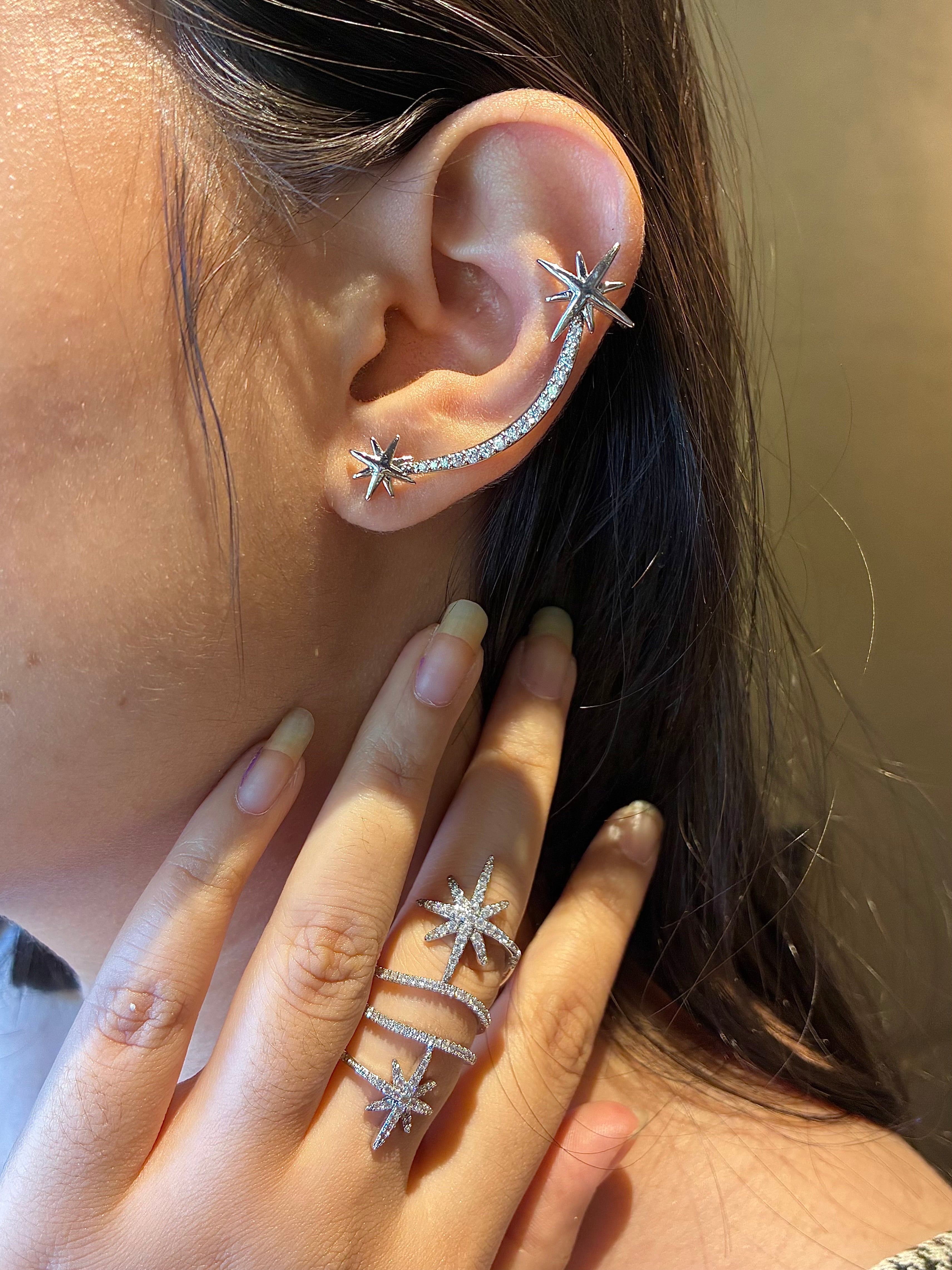 Celeste Star Earcuff & Ring Stack