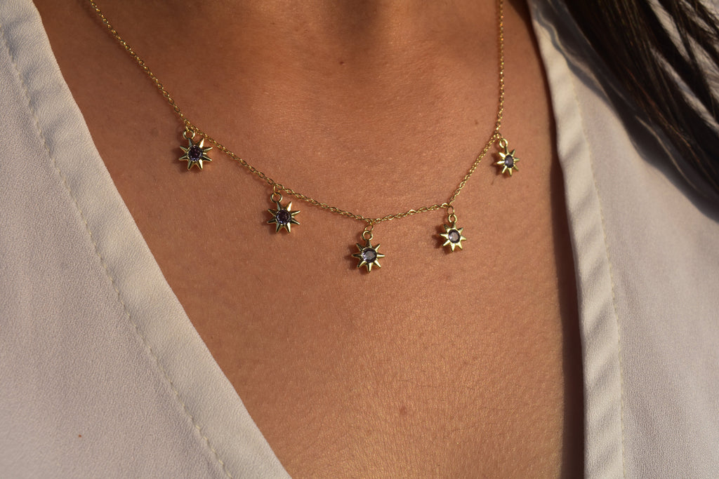 Dangle Sun Necklace (purple)