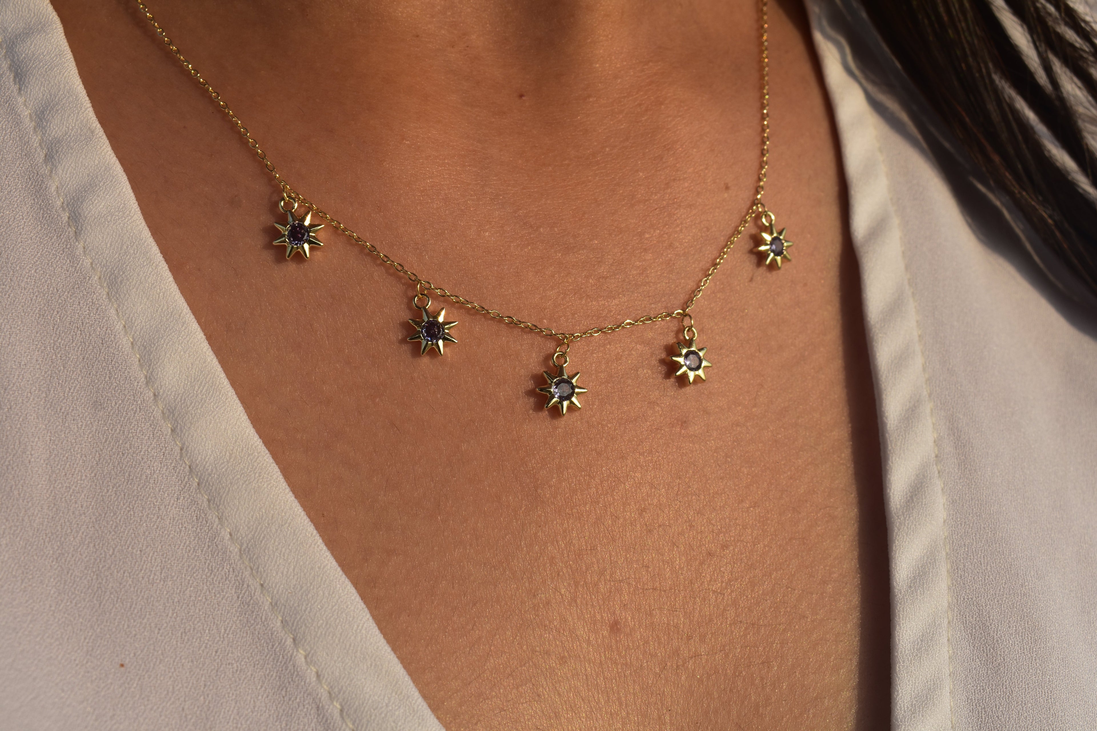 Dangle Sun Necklace (purple)