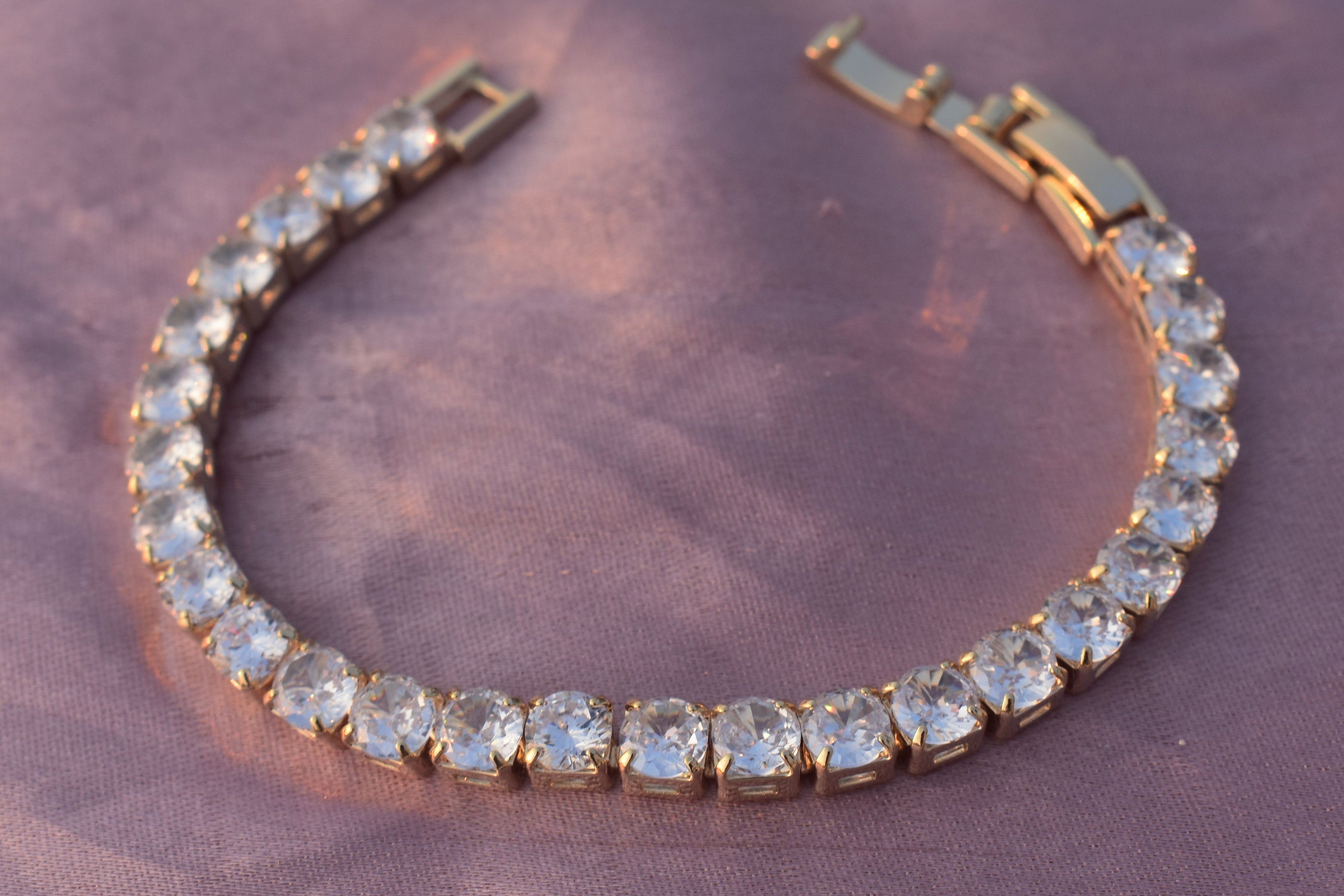 Large-Stone Gold Tennis Bracelet