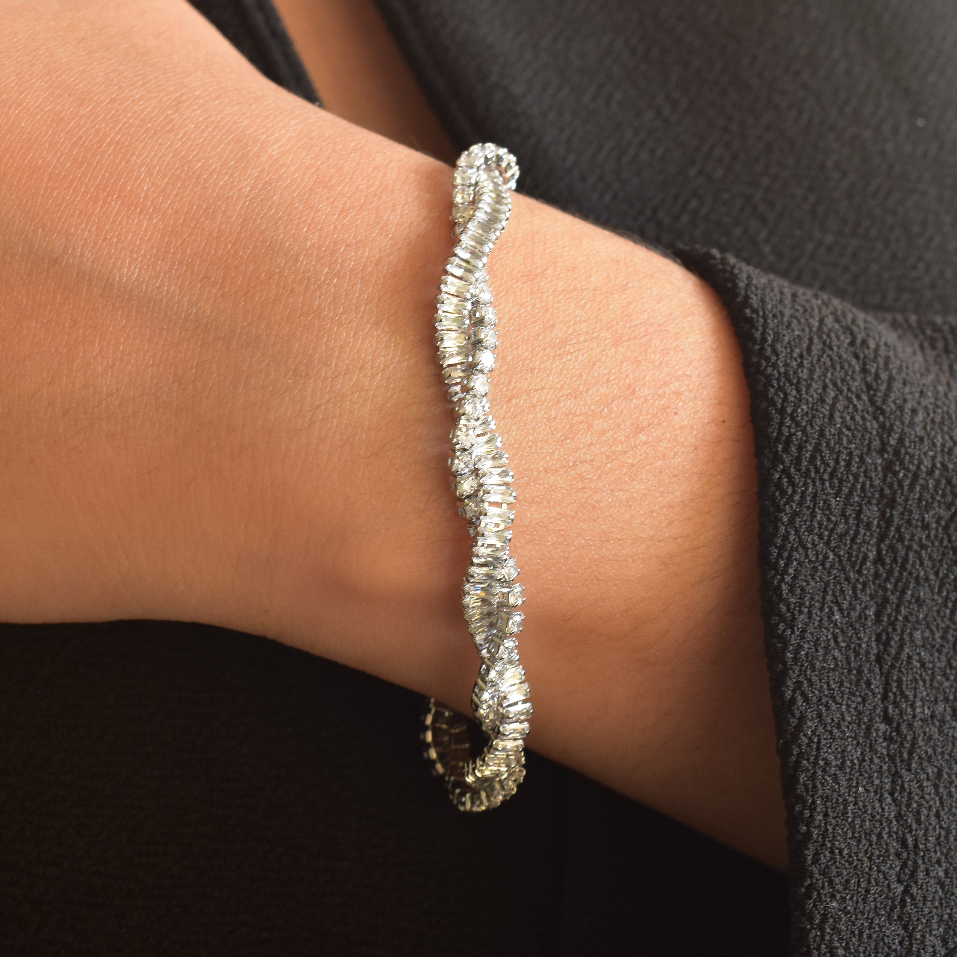 Statement Twistie Silver Tennis Bracelet