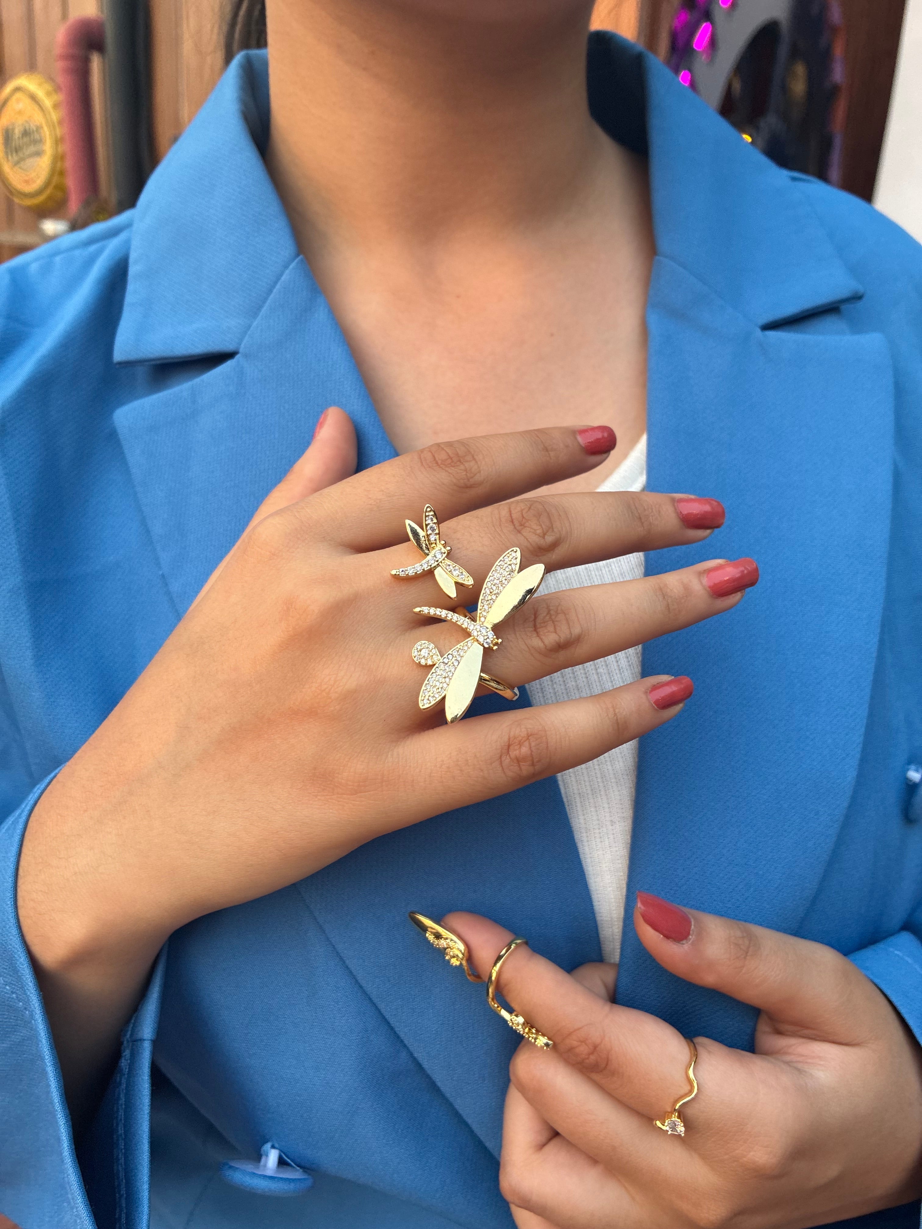 Dragonfly Dual-Finger Ring