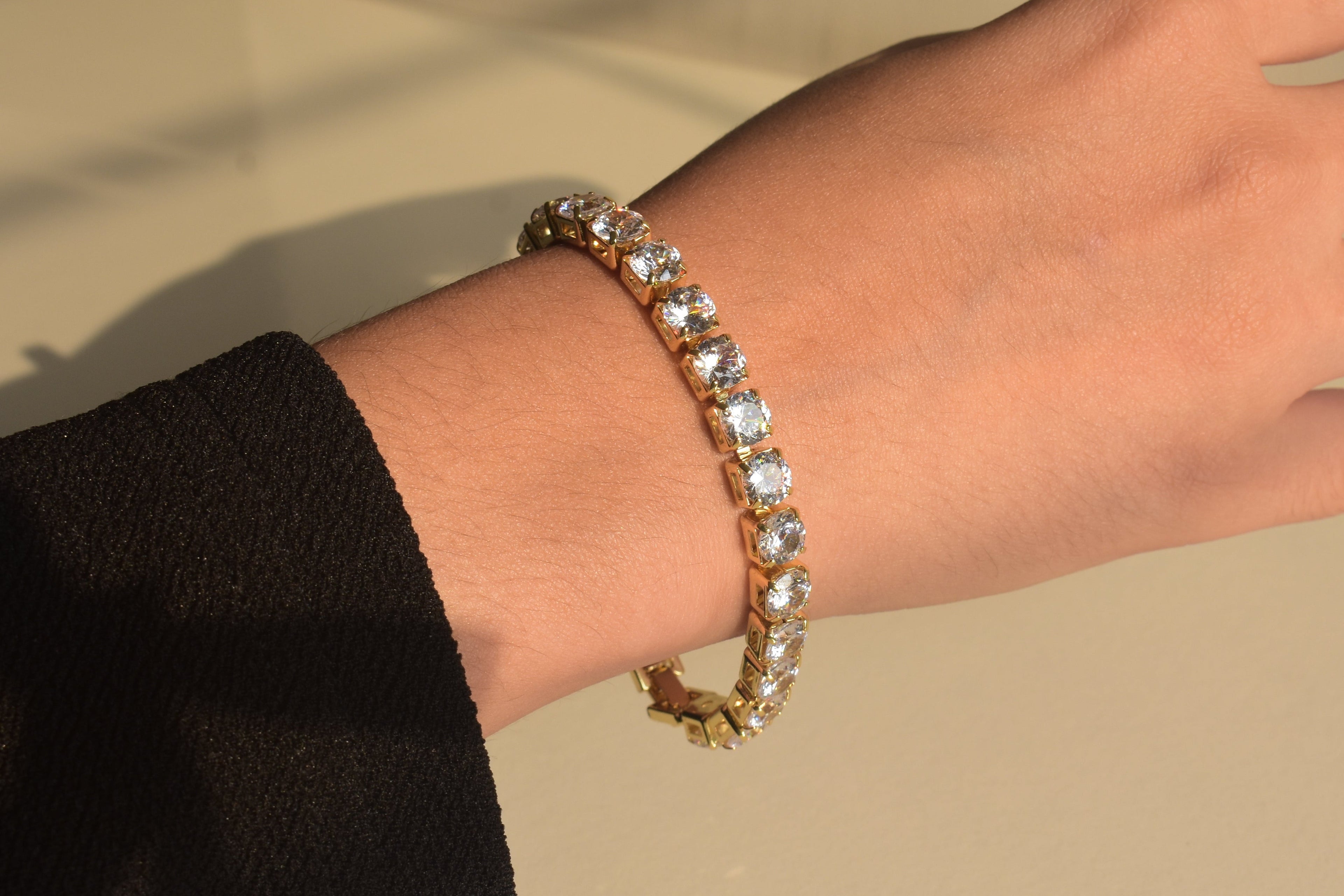 Large-Stone Gold Tennis Bracelet