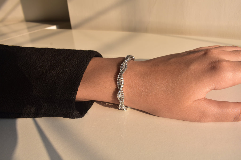Statement Twistie Silver Tennis Bracelet