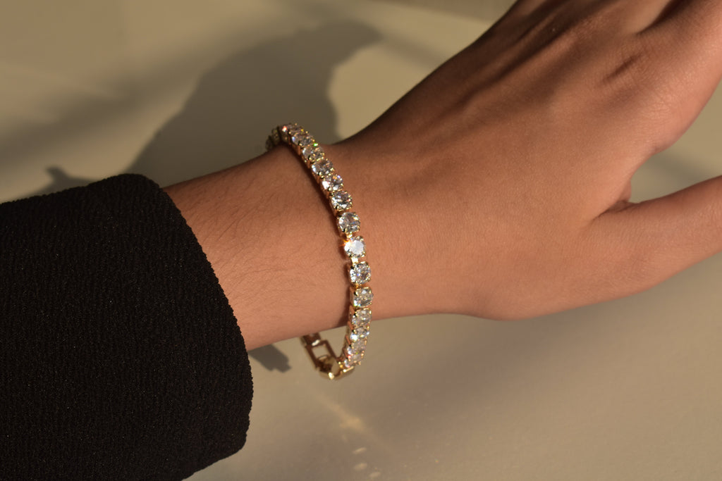 Large-Stone Gold Tennis Bracelet