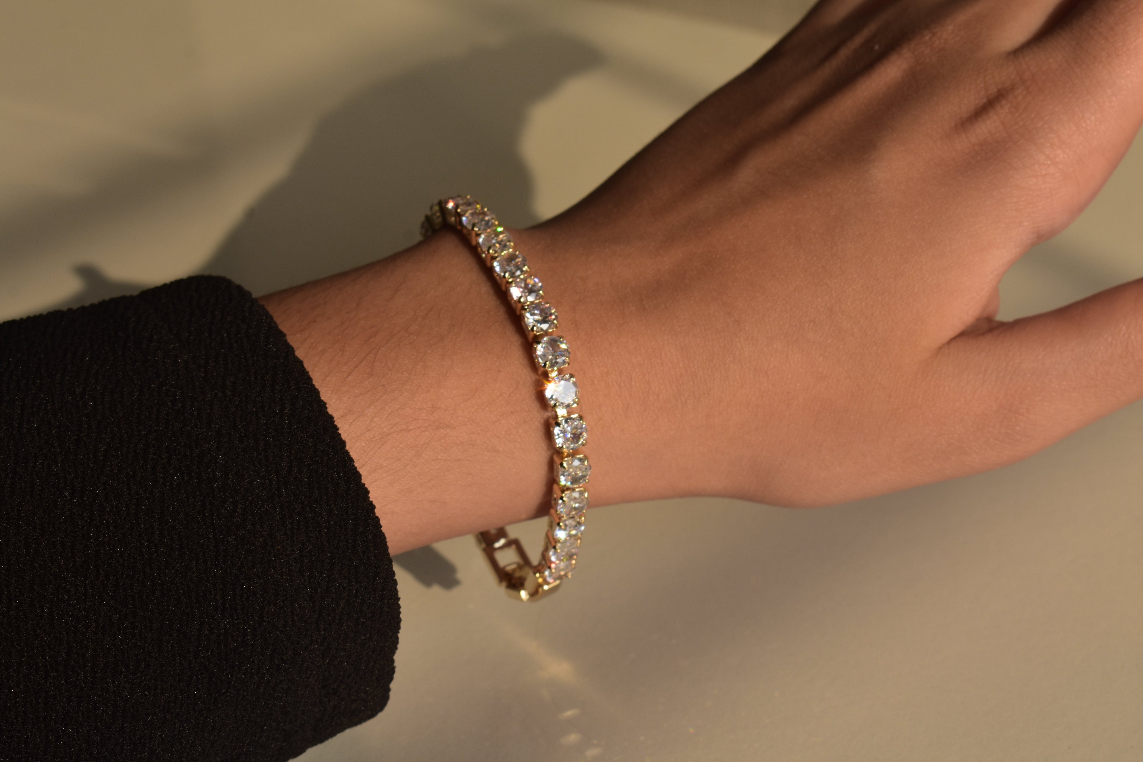 Large-Stone Gold Tennis Bracelet