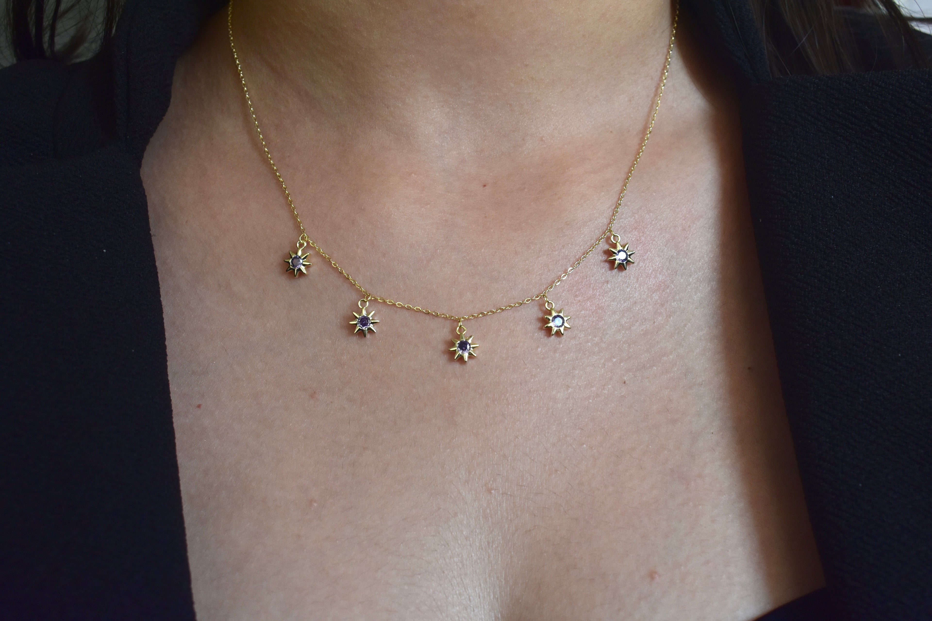 Dangle Sun Necklace (purple)