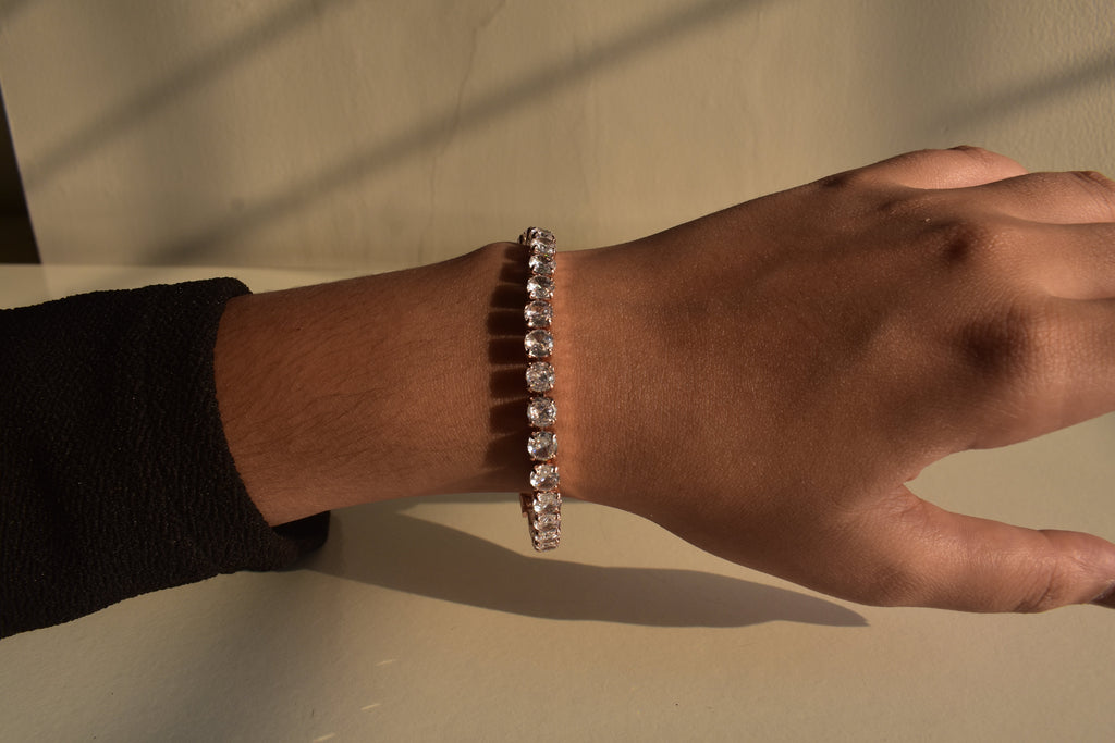 Large-Stone RoseGold Tennis Bracelet