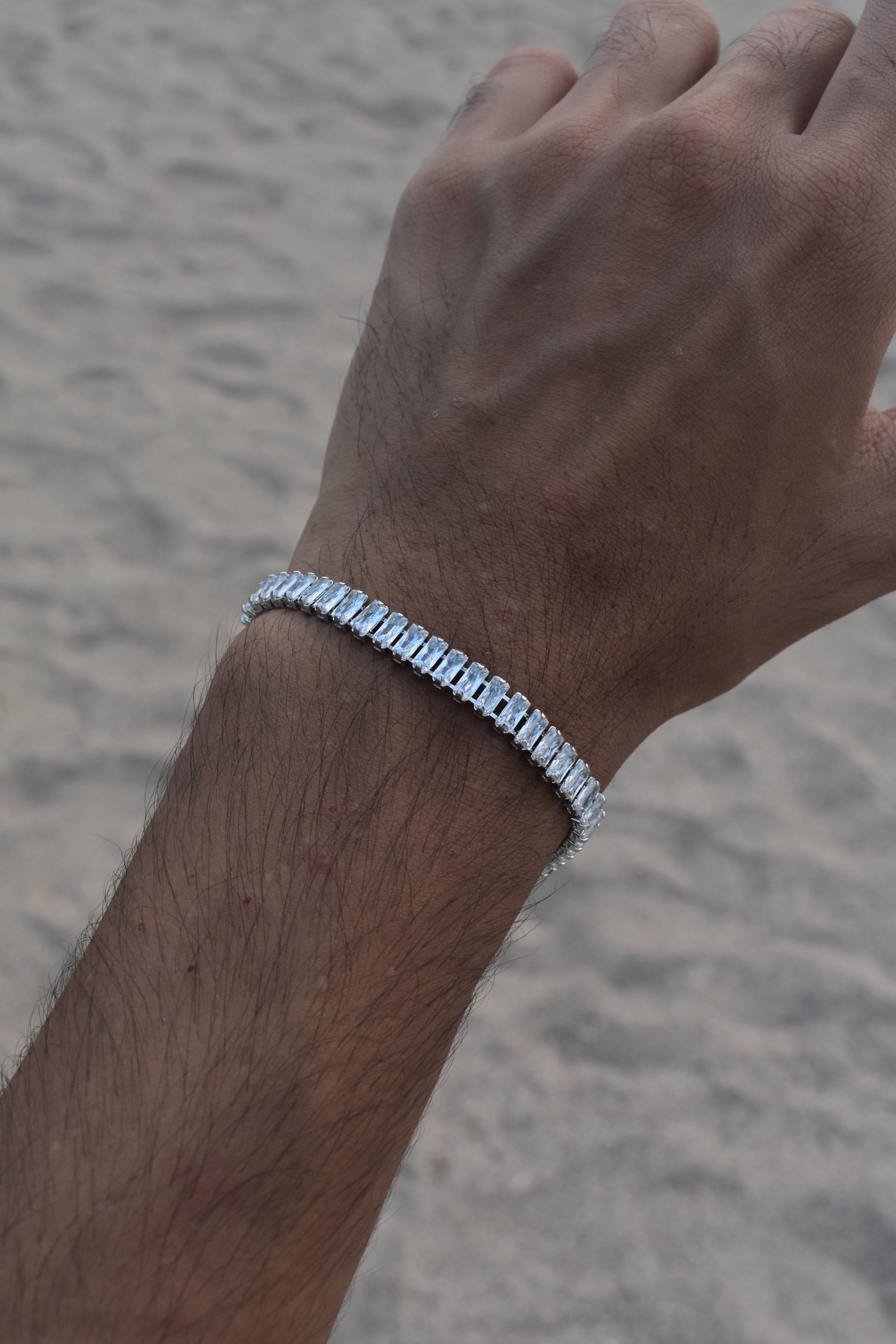 Bar Cut Silver Tennis for Men