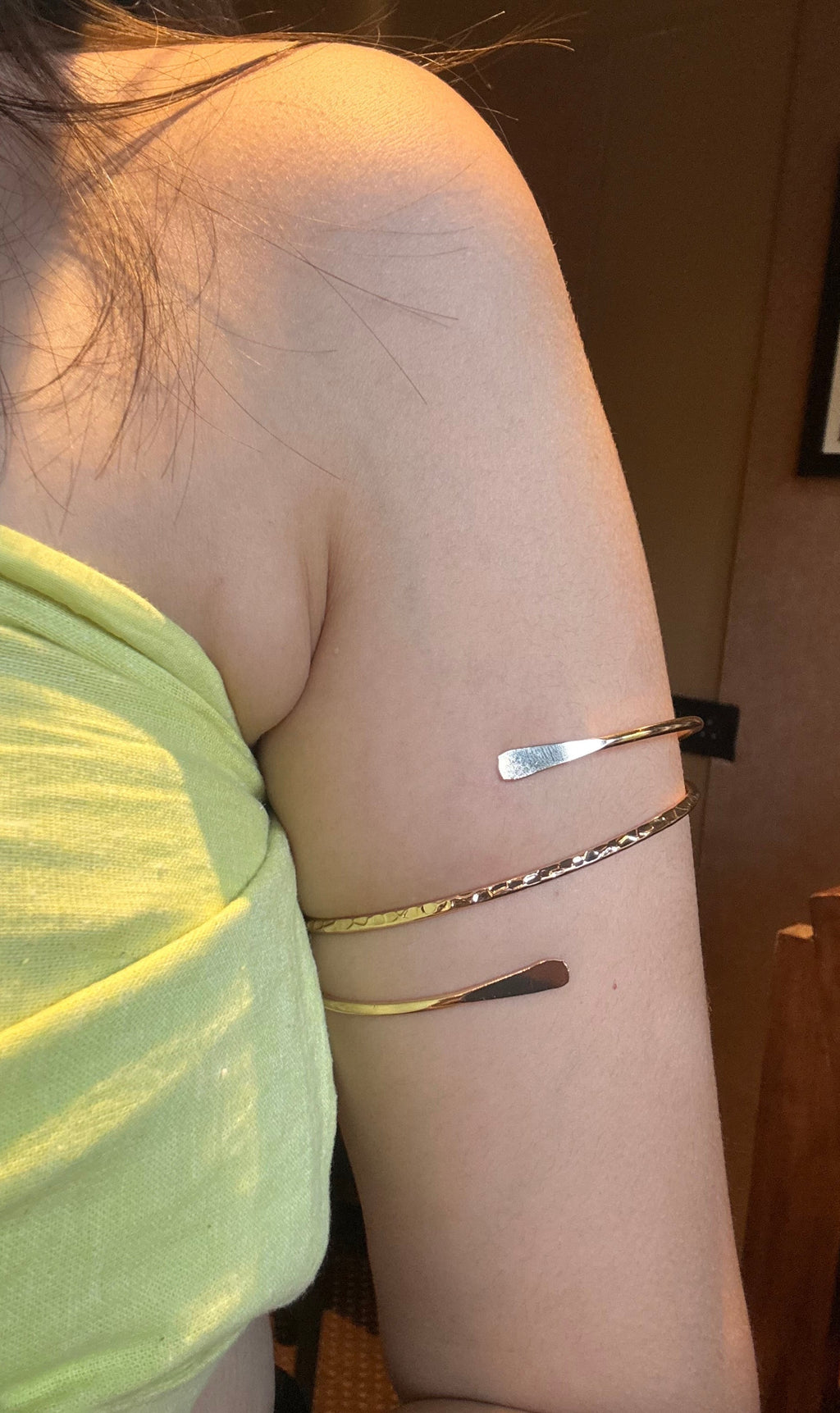 Hammered bicep cuff