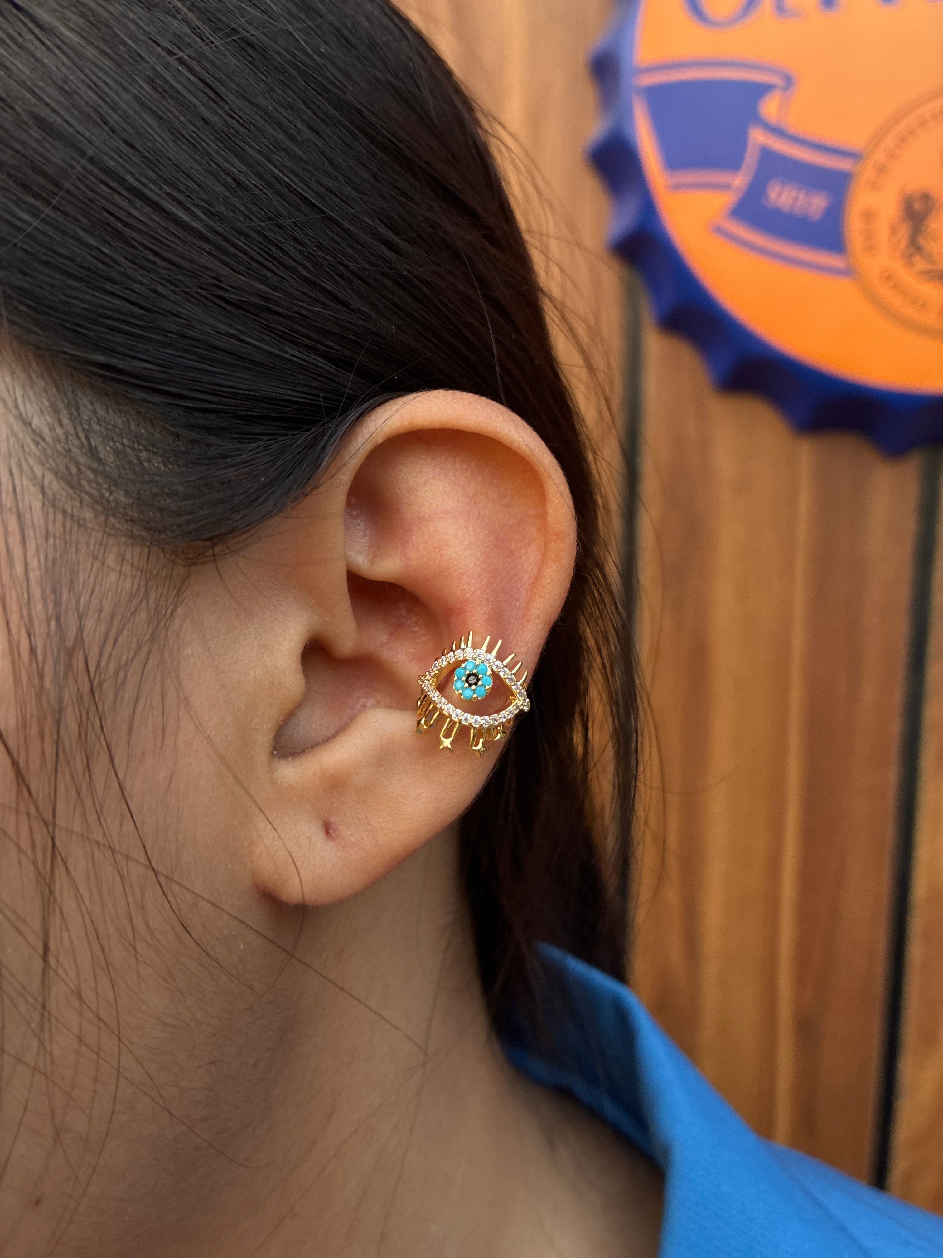Turquoise Evil Eye Earcuff