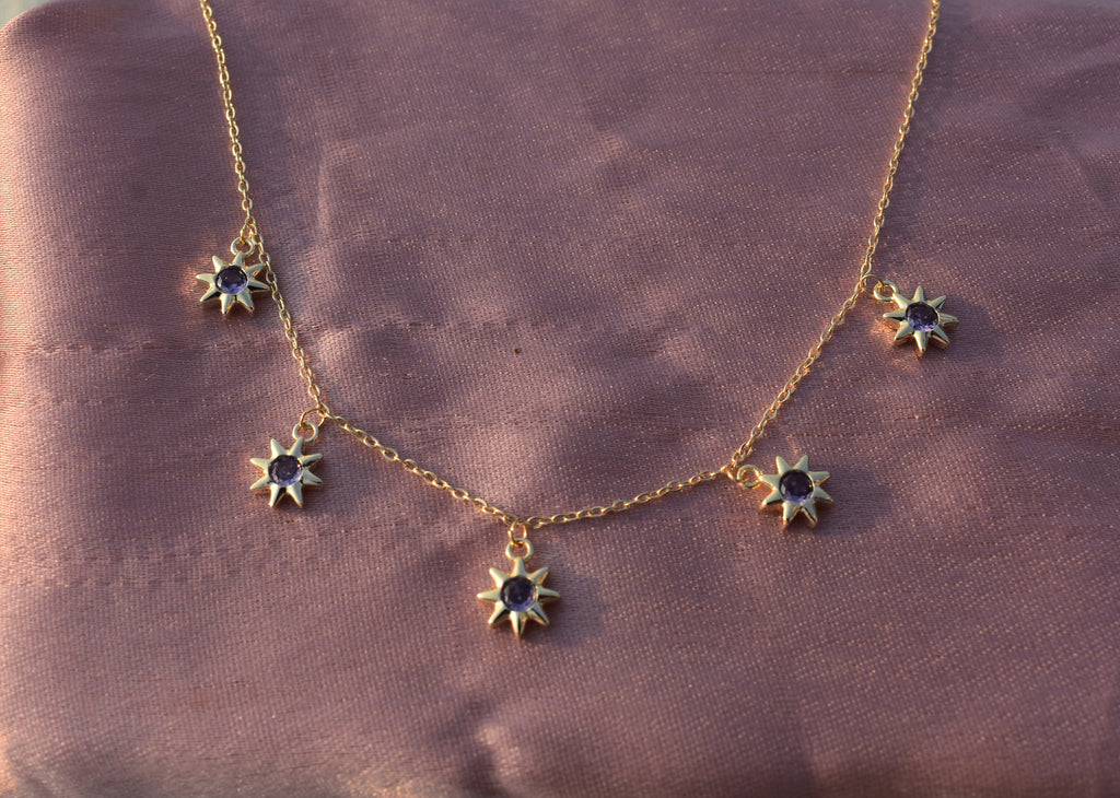 Dangle Sun Necklace (purple)