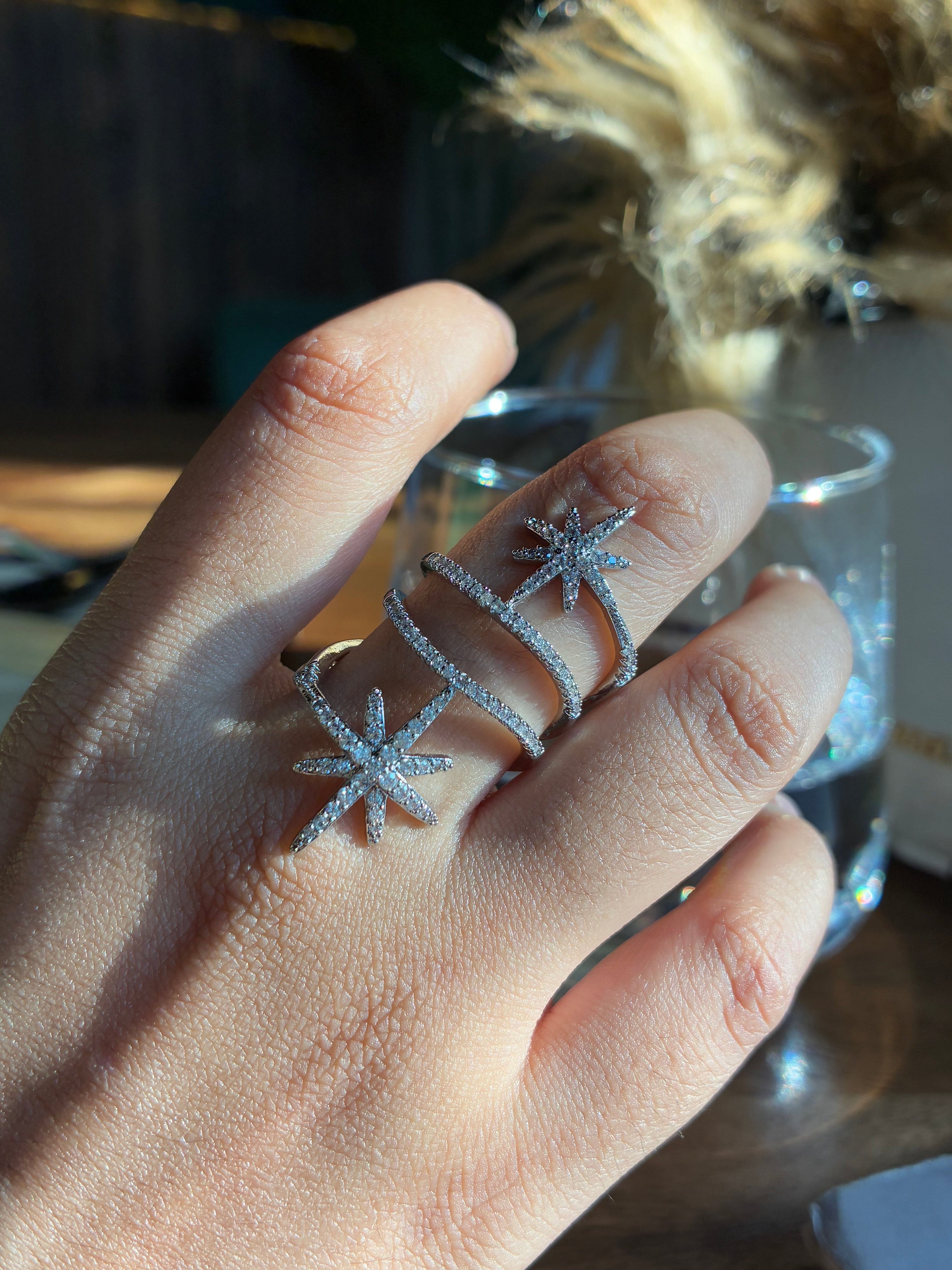 Celeste Star Earcuff & Ring Stack