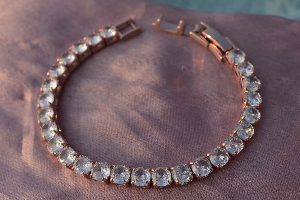 Large-Stone RoseGold Tennis Bracelet