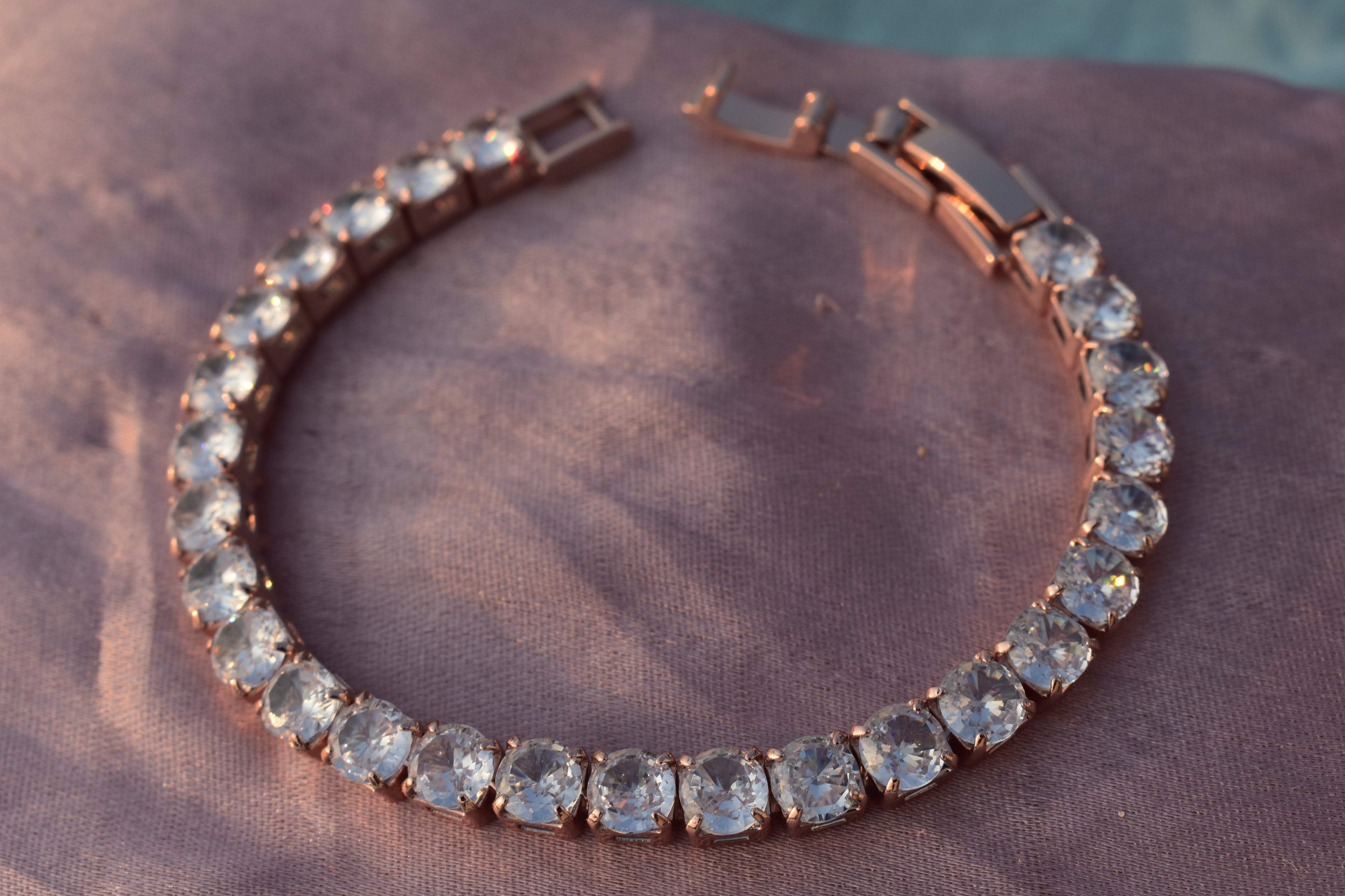 Large-Stone RoseGold Tennis Bracelet
