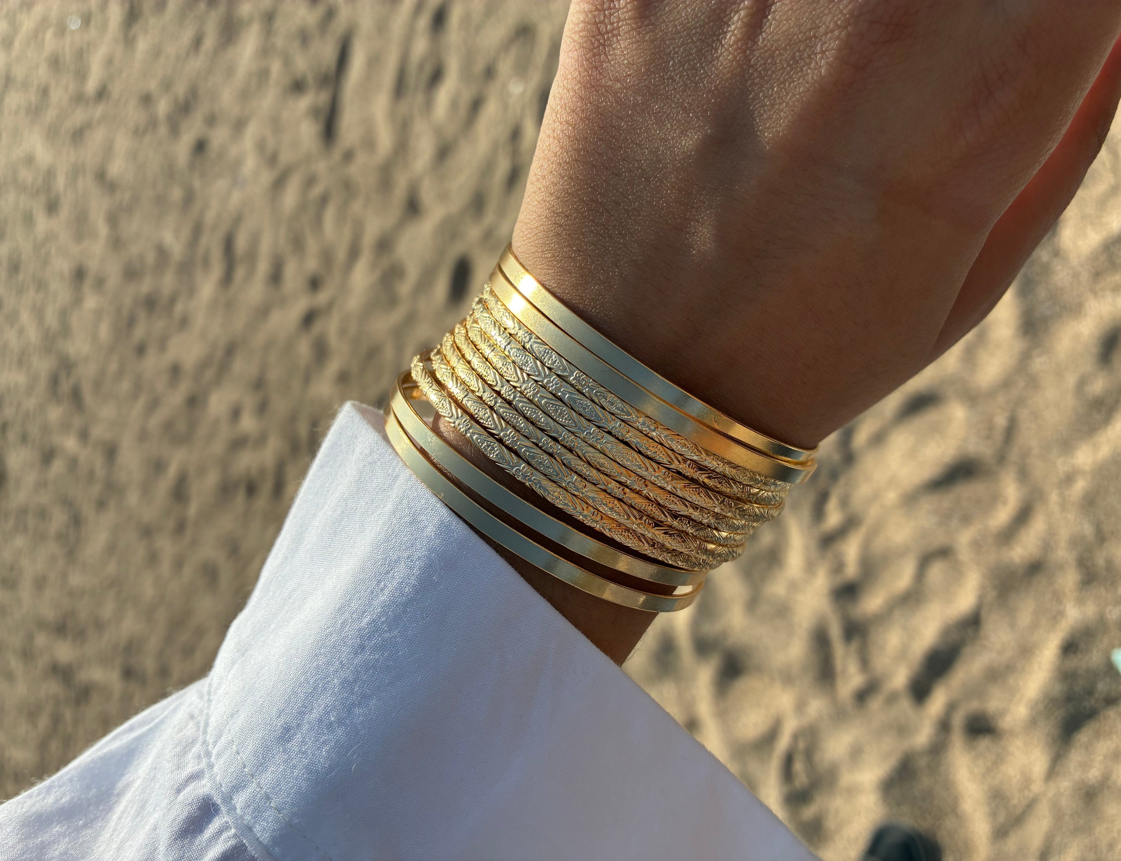 Golden Grid Cuff Bangle