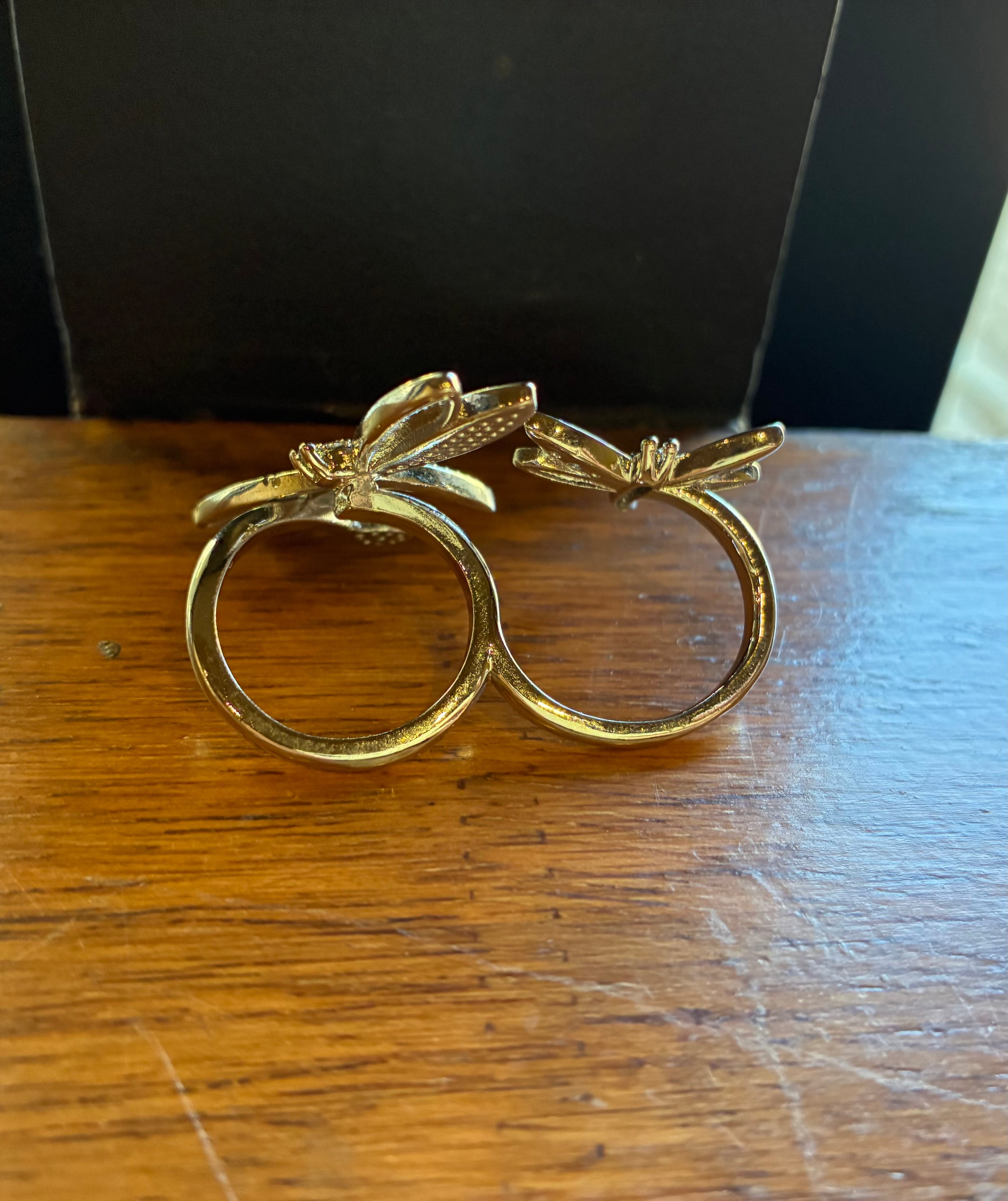 Dragonfly Dual-Finger Silver Ring